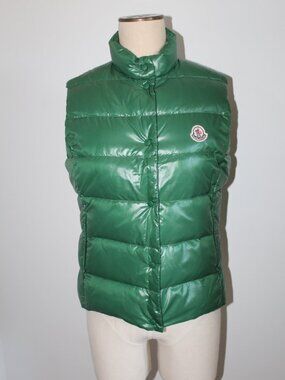 Moncler Green Down Vest Jacket Snap Front Moncler Size 2 US XS S